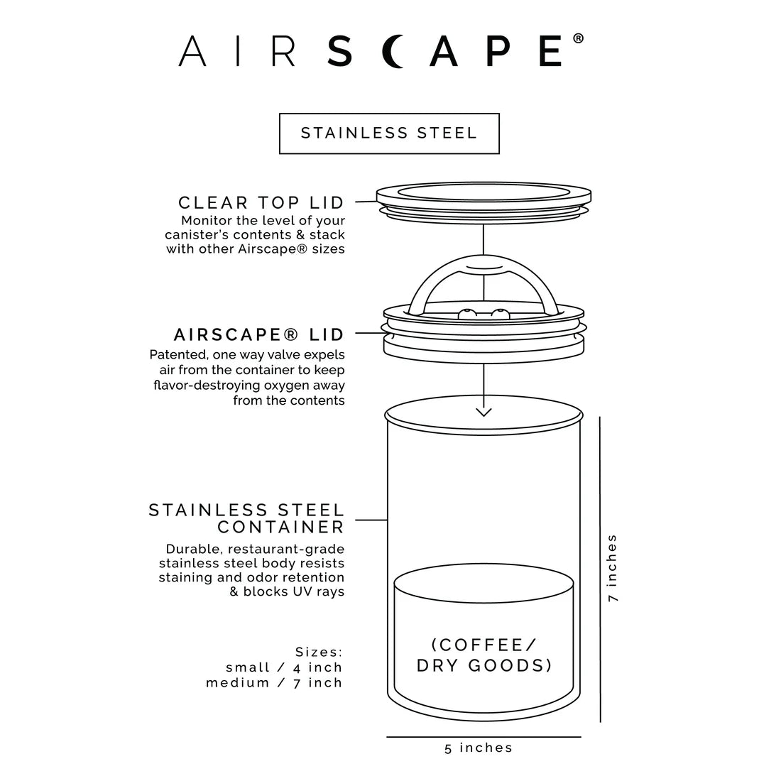 Airscape® Coffee & Food Canister (160 oz.)